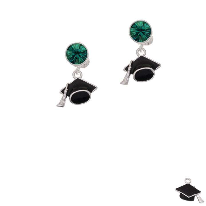 3-D Graduation Hat Crystal Clip On Earrings Image 6