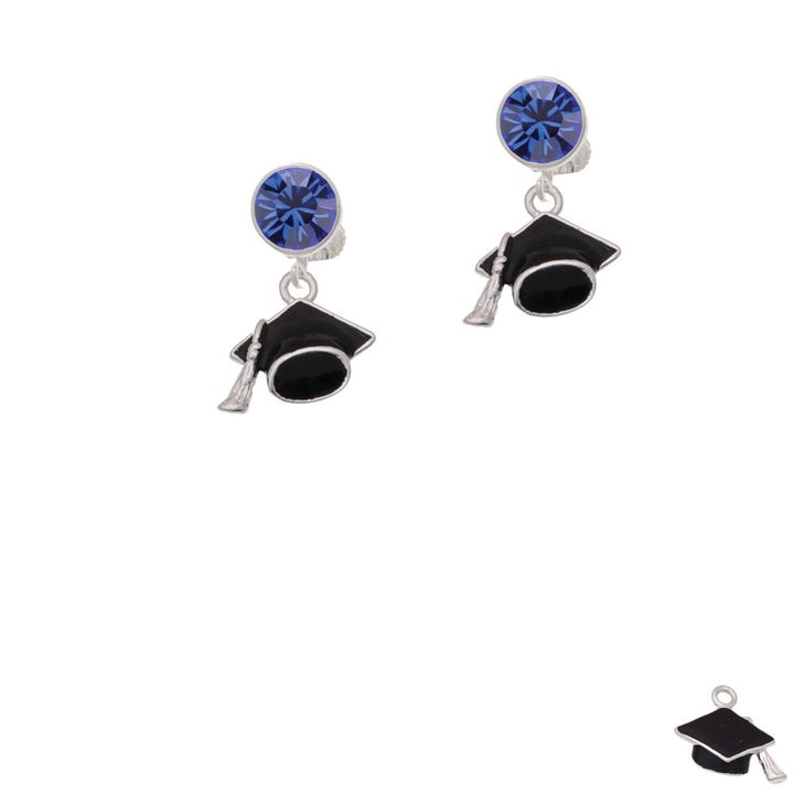 3-D Graduation Hat Crystal Clip On Earrings Image 7