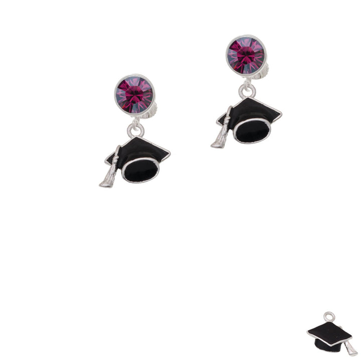 3-D Graduation Hat Crystal Clip On Earrings Image 8