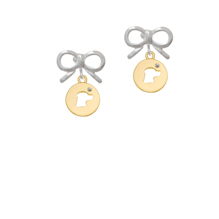 Gold Tone Dog Head Silhouette Crystal Clip On Earrings Image 9