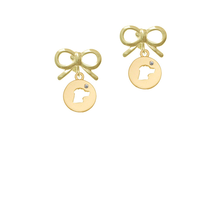 Gold Tone Dog Head Silhouette Crystal Clip On Earrings Image 10