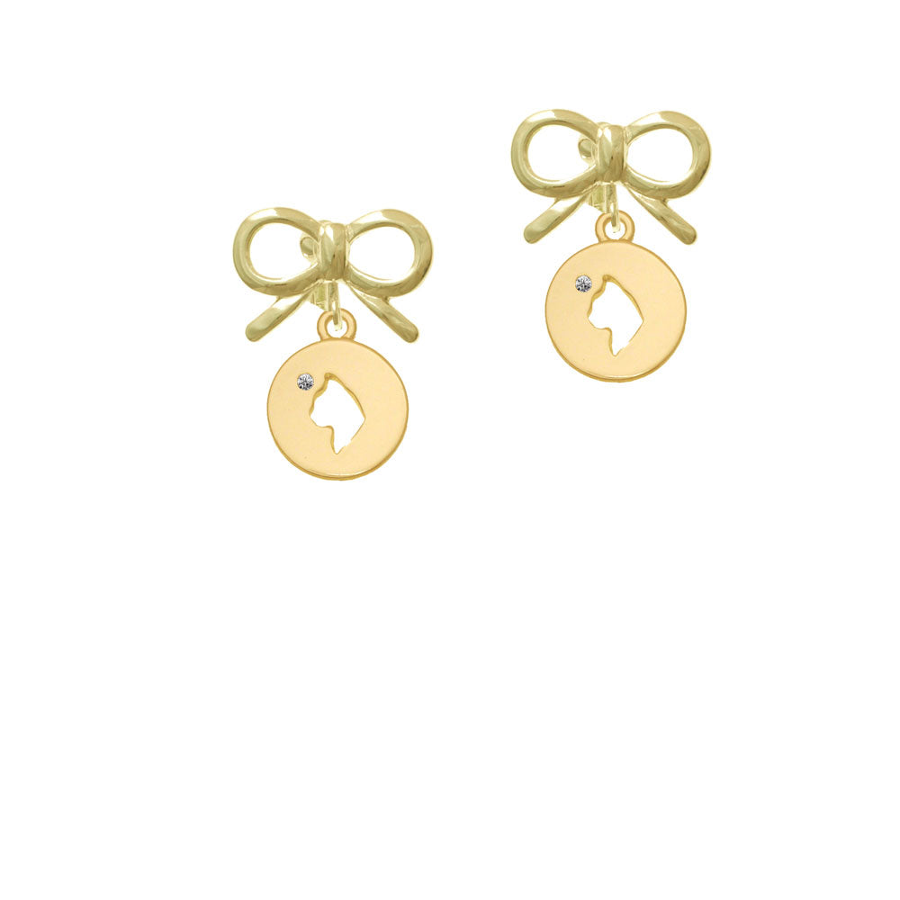 Gold Tone Cat Head Silhouette Crystal Clip On Earrings Image 10