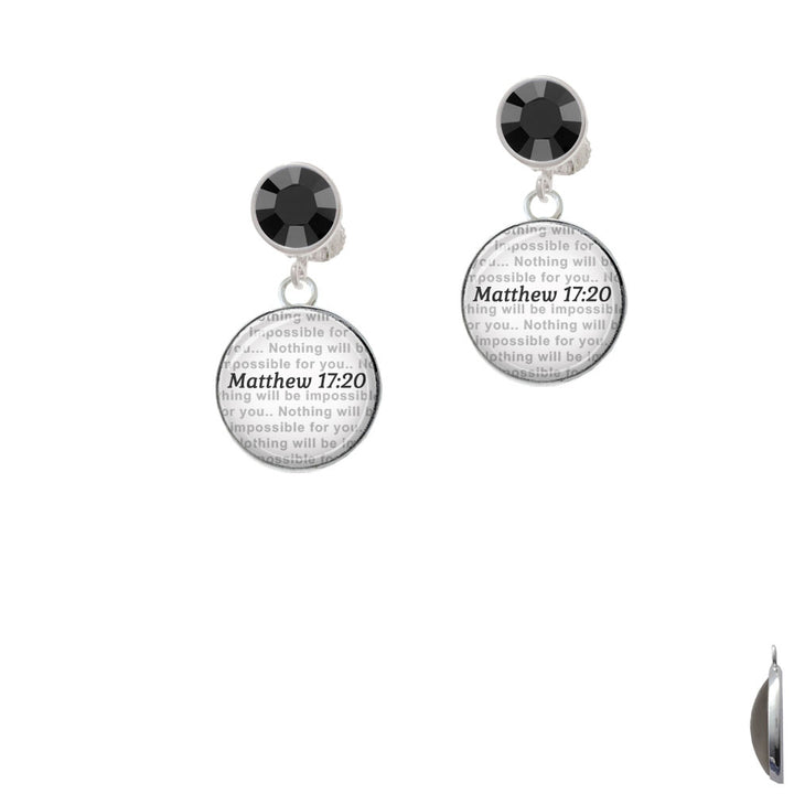 Domed Matthew 17:20 Crystal Clip On Earrings Image 3