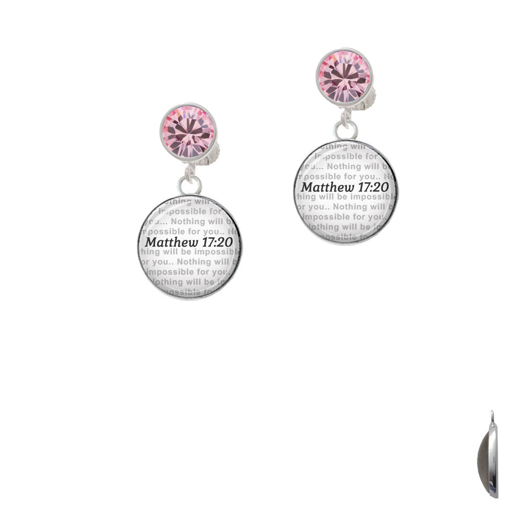 Domed Matthew 17:20 Crystal Clip On Earrings Image 4