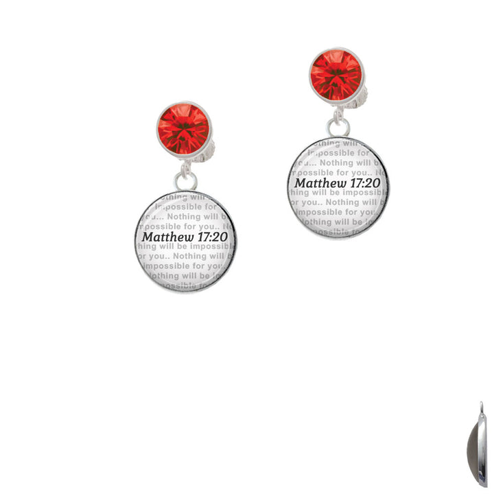 Domed Matthew 17:20 Crystal Clip On Earrings Image 4