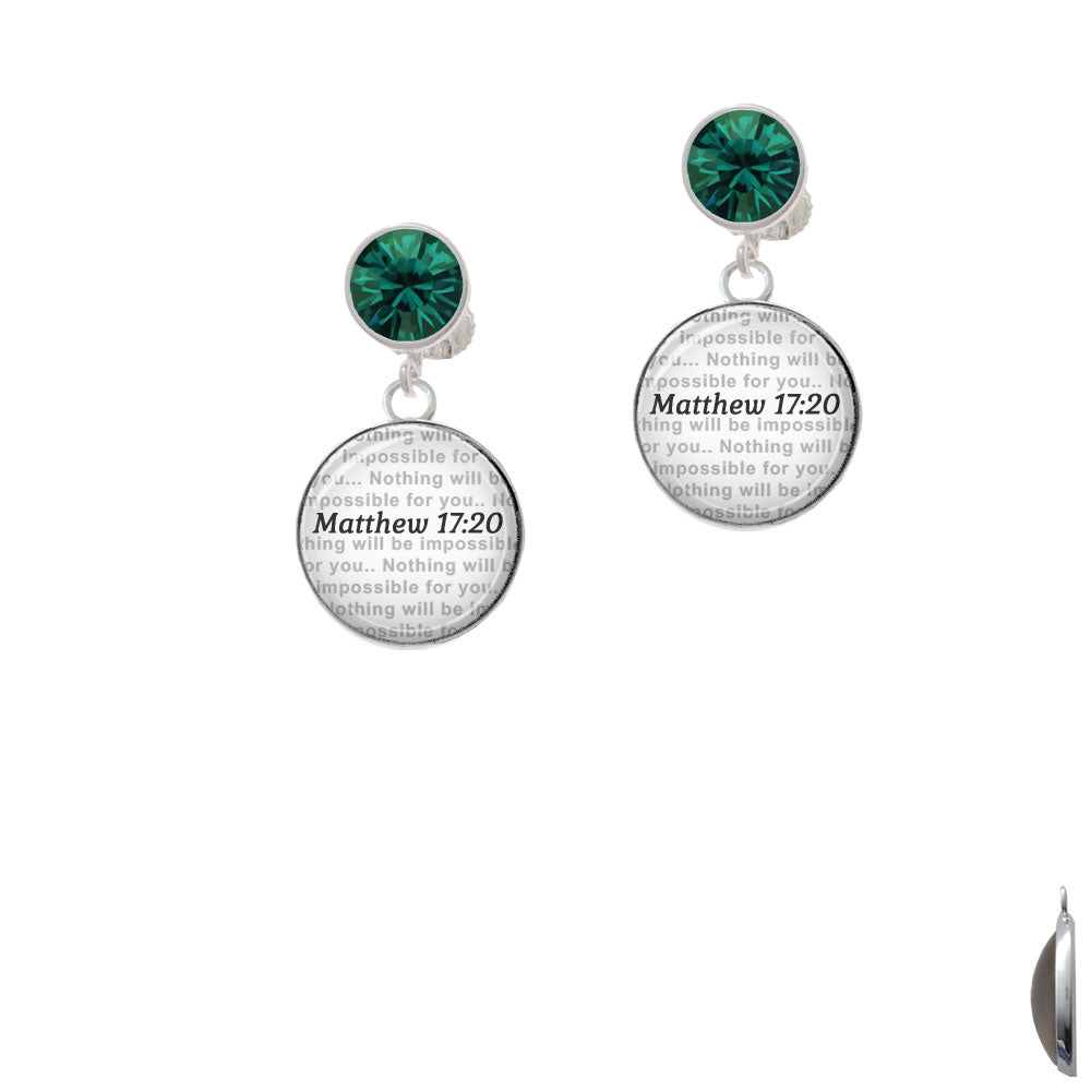 Domed Matthew 17:20 Crystal Clip On Earrings Image 6