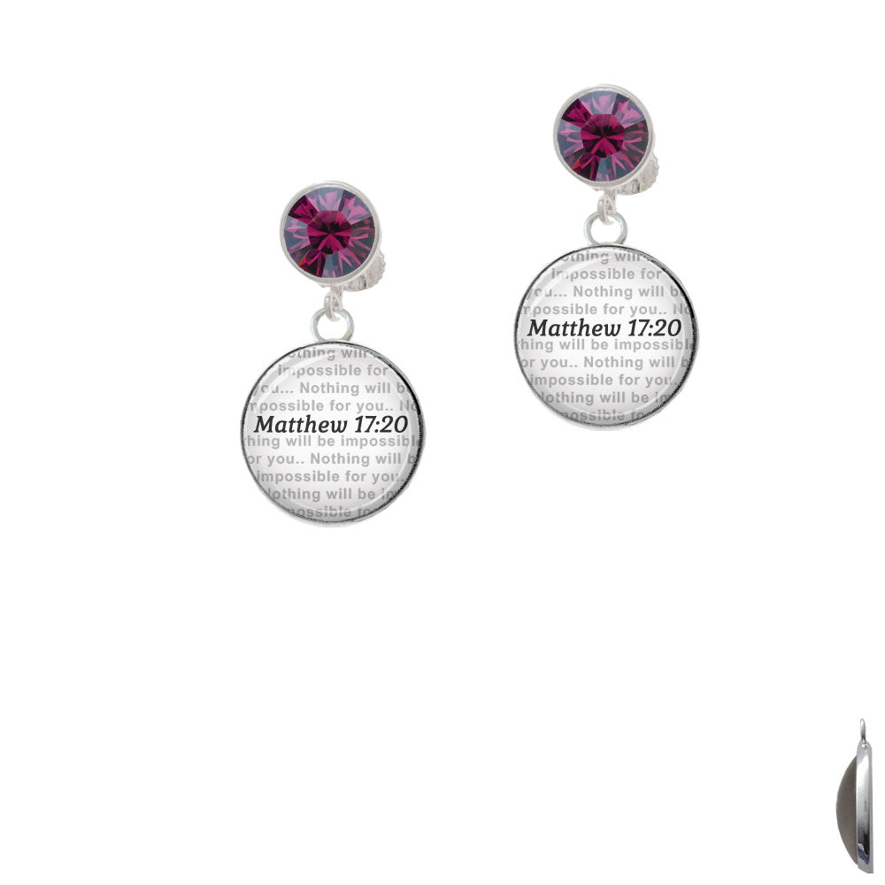 Domed Matthew 17:20 Crystal Clip On Earrings Image 8