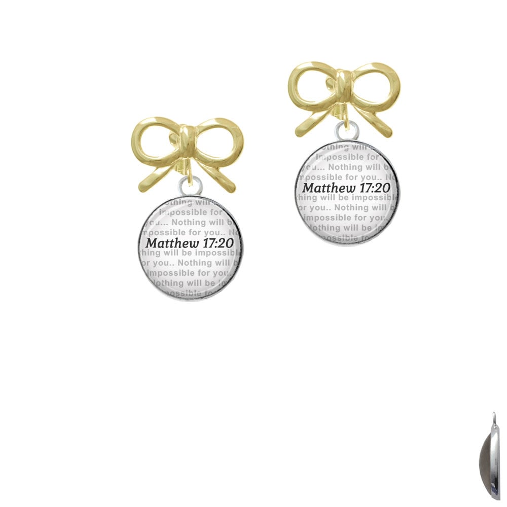 Domed Matthew 17:20 Crystal Clip On Earrings Image 10