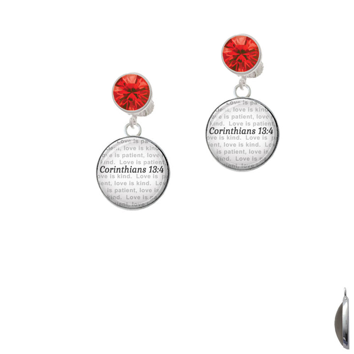 Domed Corinthians 13:4 Crystal Clip On Earrings Image 4