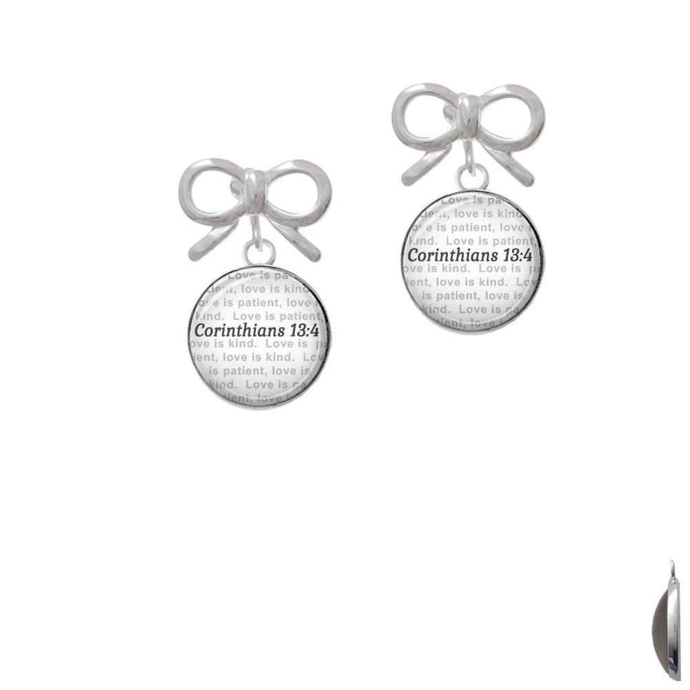 Domed Corinthians 13:4 Crystal Clip On Earrings Image 9