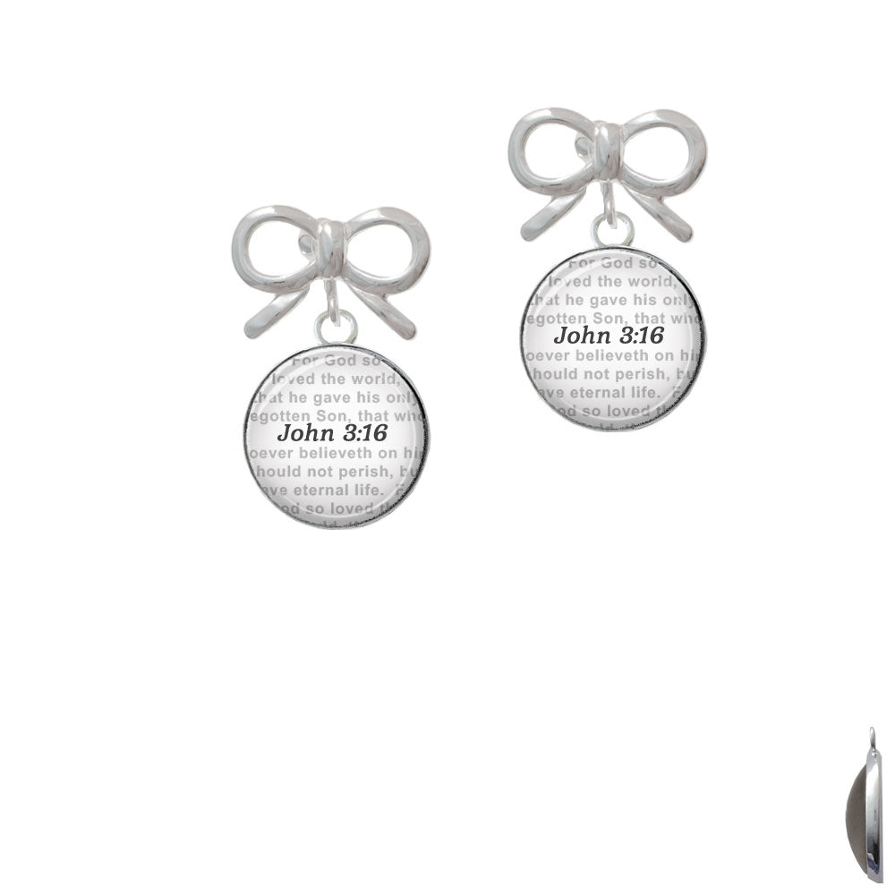 Domed John 3:16 Crystal Clip On Earrings Image 9