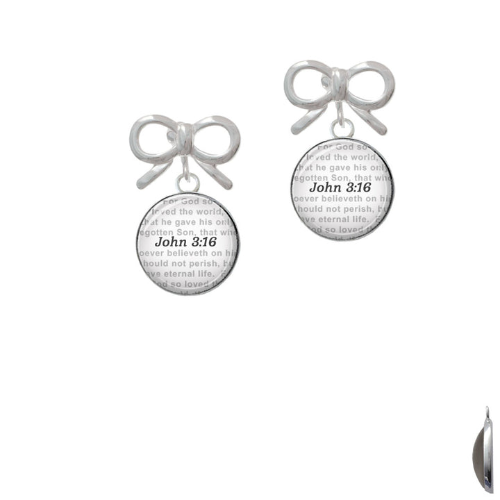 Domed John 3:16 Crystal Clip On Earrings Image 9