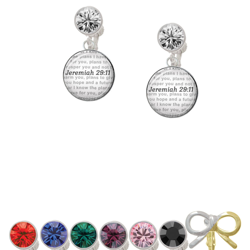 Domed Jeremiah 29:11 Crystal Clip On Earrings Image 1