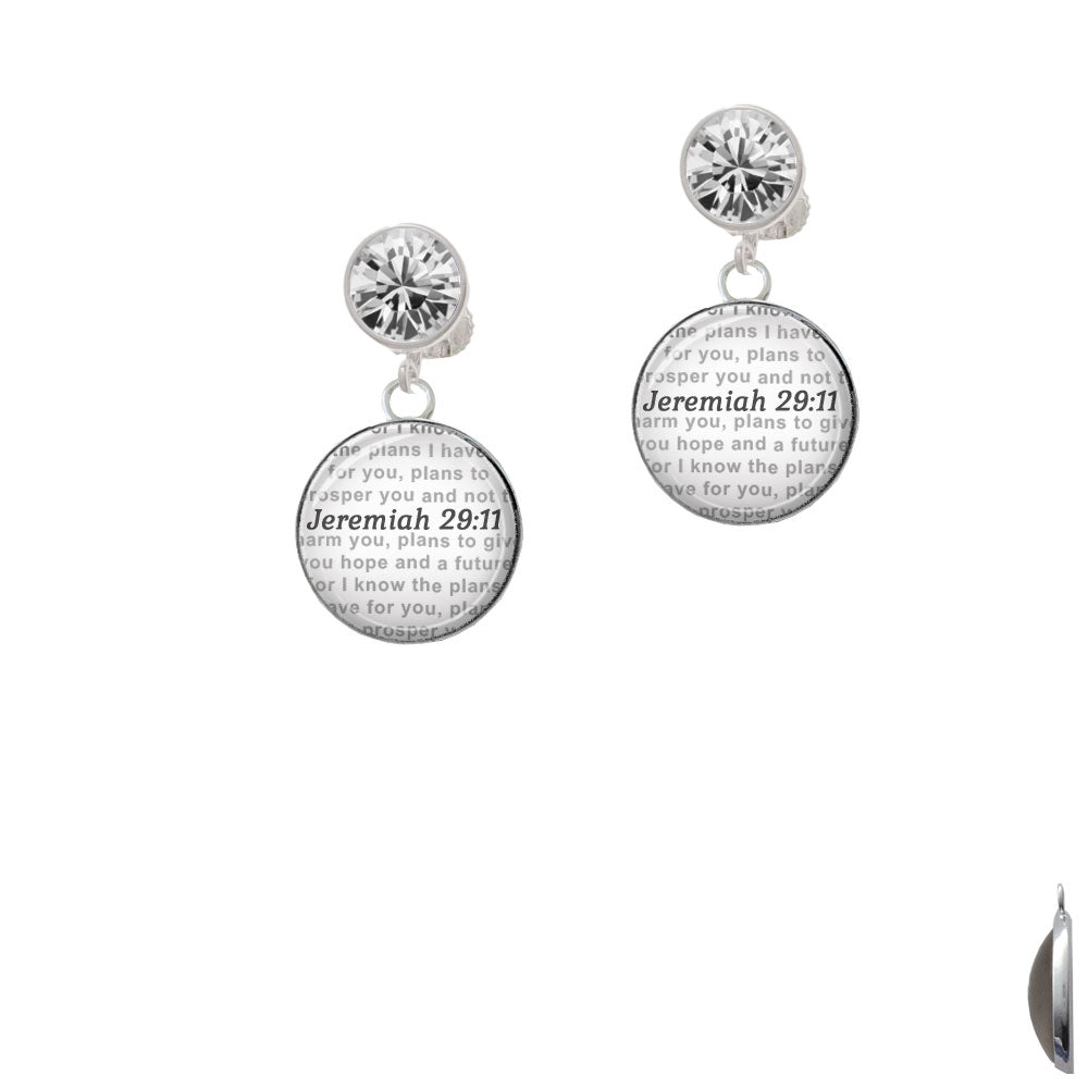 Domed Jeremiah 29:11 Crystal Clip On Earrings Image 2