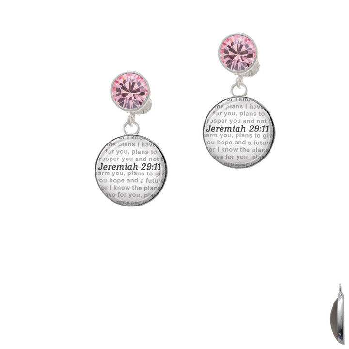 Domed Jeremiah 29:11 Crystal Clip On Earrings Image 4