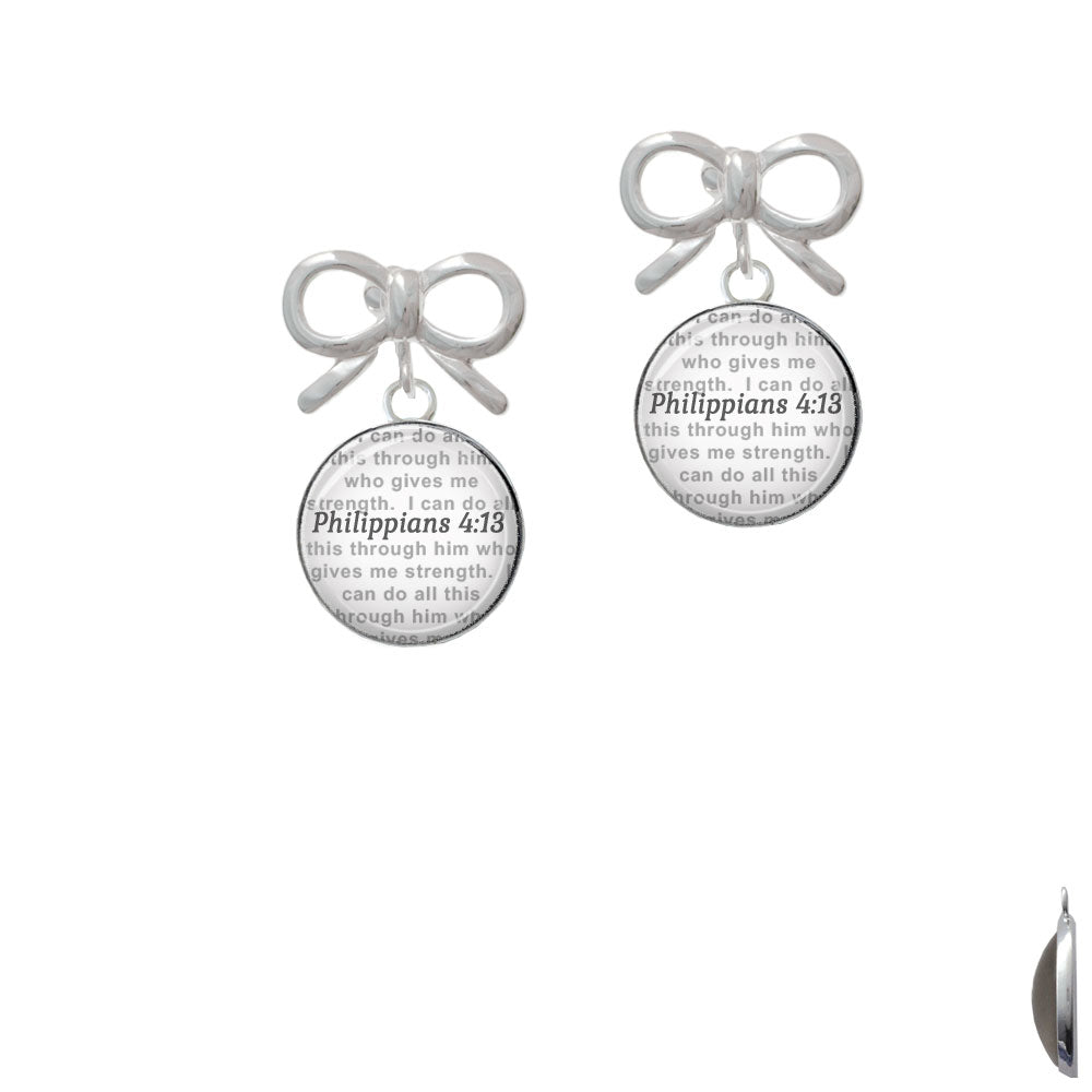 Domed Philippians 4:13 Crystal Clip On Earrings Image 9