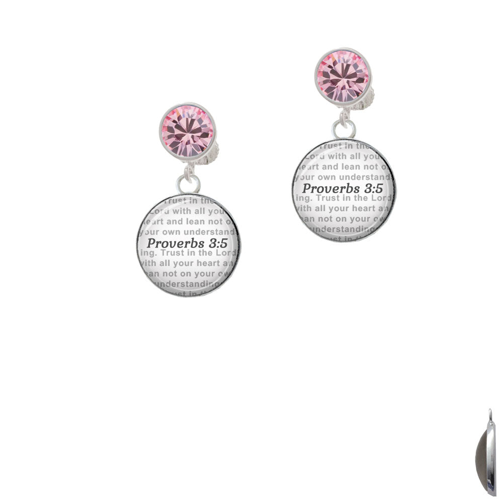 Domed Proverbs 3:5 Crystal Clip On Earrings Image 4