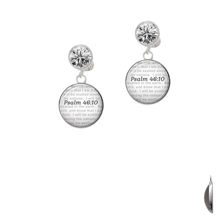 Domed Psalm 46:10 Crystal Clip On Earrings Image 1