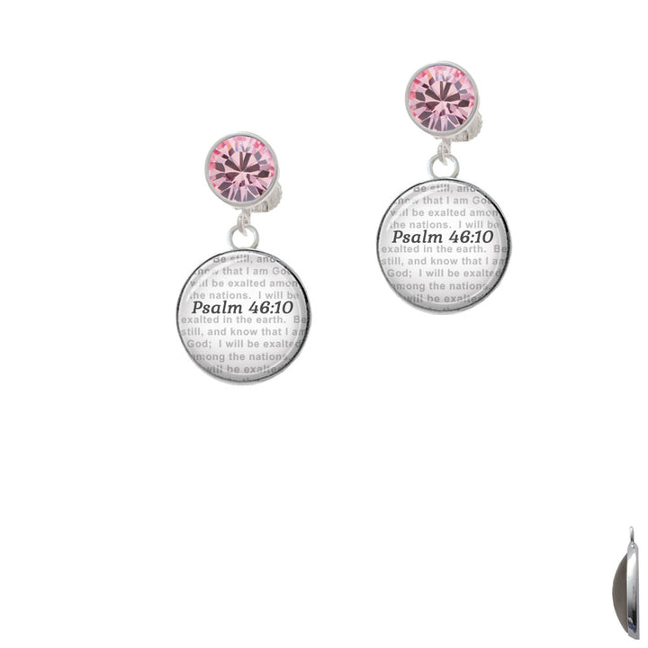 Domed Psalm 46:10 Crystal Clip On Earrings Image 4