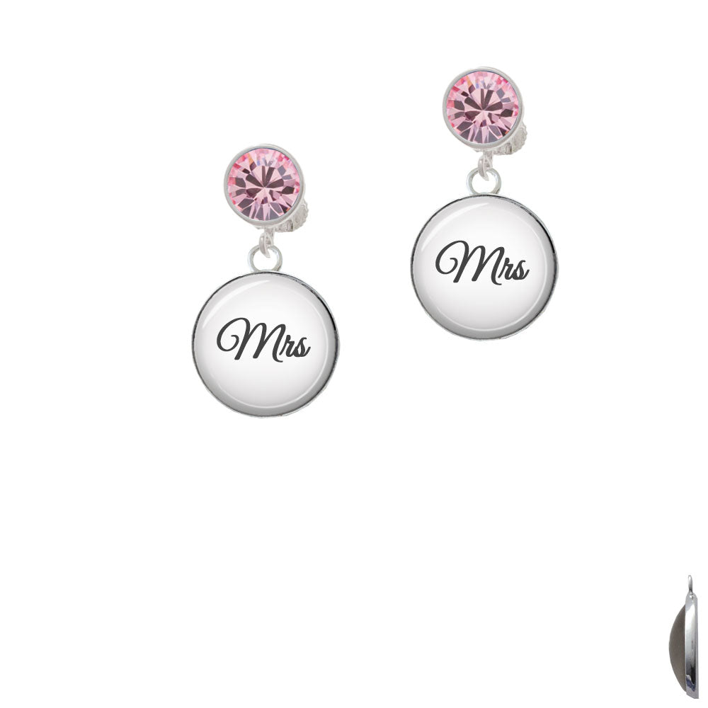 Domed Mrs. Crystal Clip On Earrings Image 4