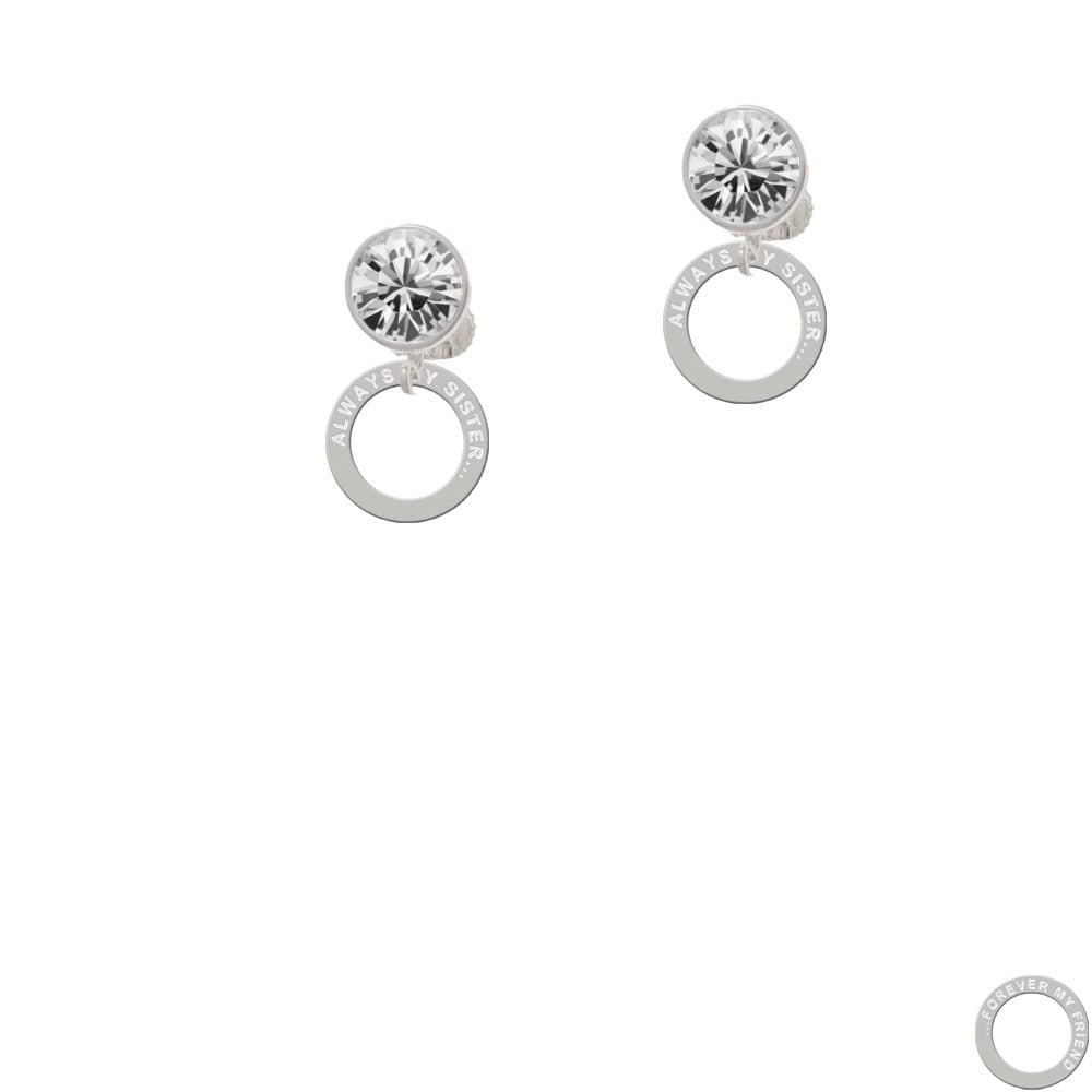 Always My Sister Eternity Ring Crystal Clip On Earrings Image 1