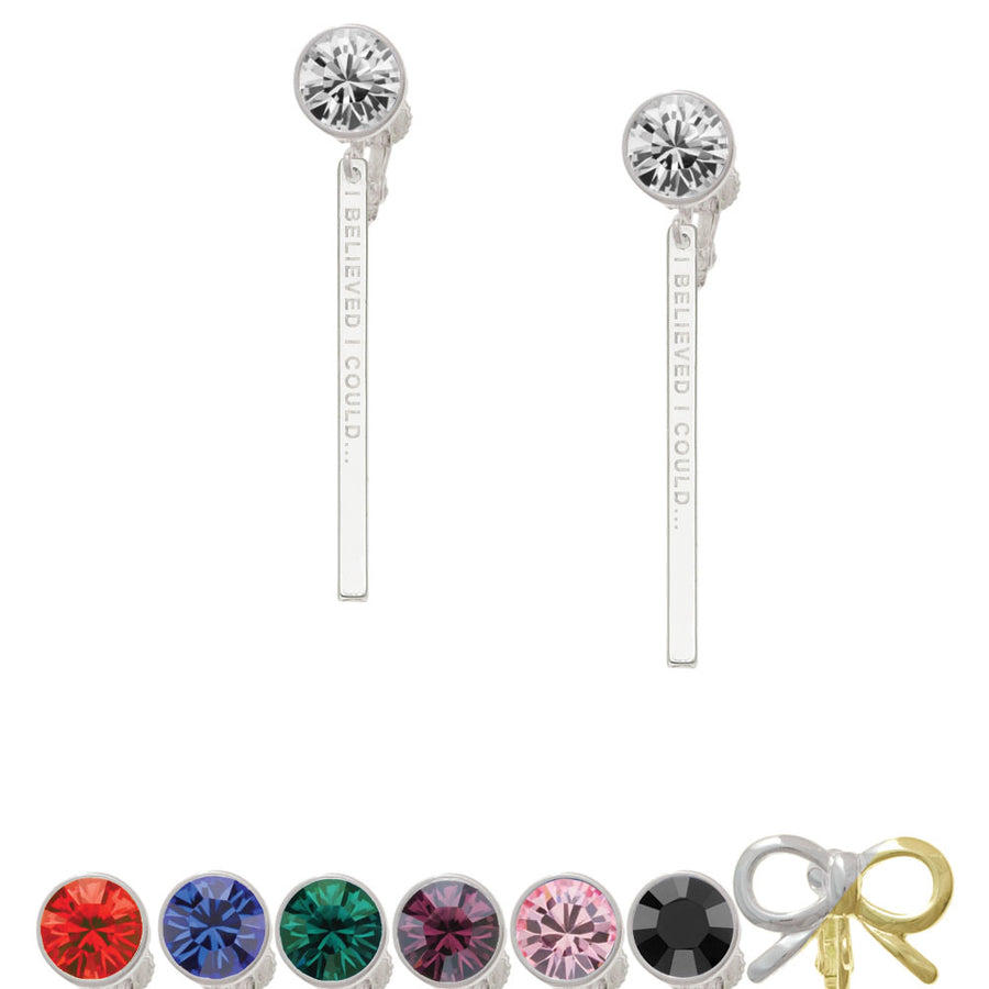 I Believed I Could Thin Bar Crystal Clip On Earrings Image 1