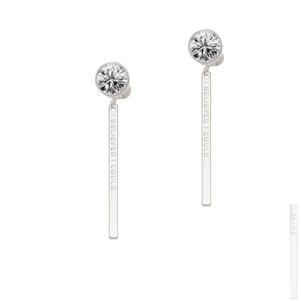 I Believed I Could Thin Bar Crystal Clip On Earrings Image 2