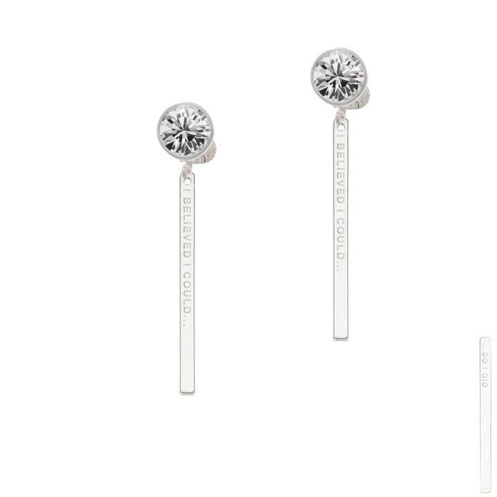 I Believed I Could Thin Bar Crystal Clip On Earrings Image 1