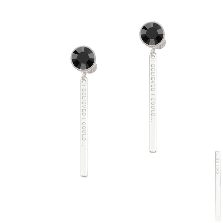 I Believed I Could Thin Bar Crystal Clip On Earrings Image 3