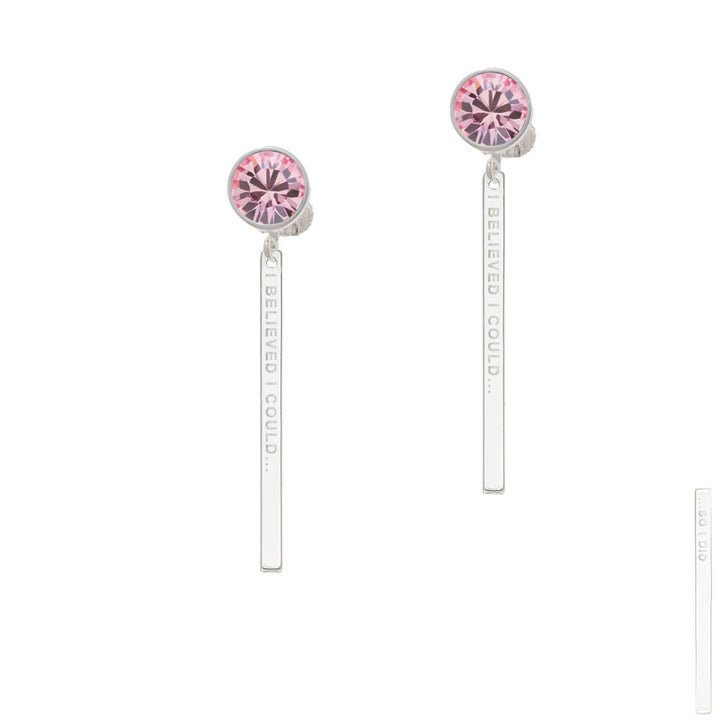 I Believed I Could Thin Bar Crystal Clip On Earrings Image 4