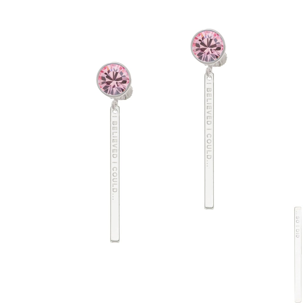 I Believed I Could Thin Bar Crystal Clip On Earrings Image 1