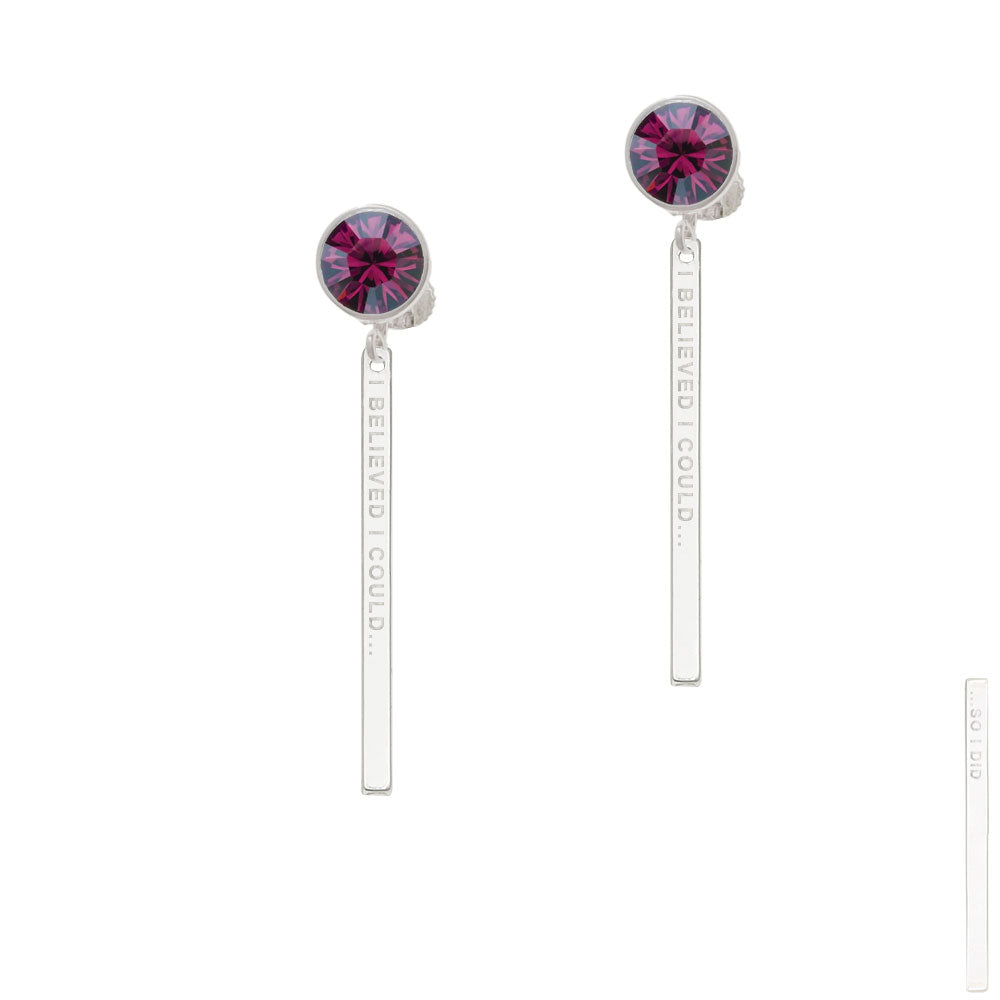 I Believed I Could Thin Bar Crystal Clip On Earrings Image 8