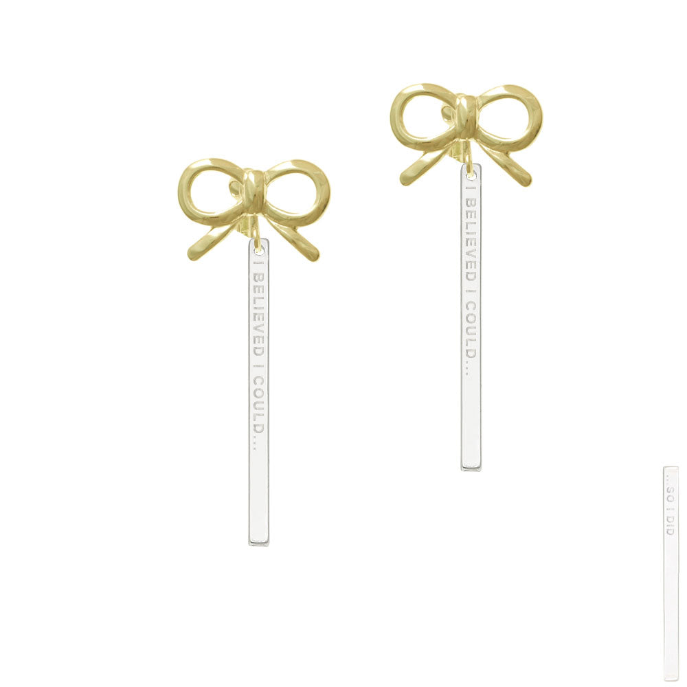 I Believed I Could Thin Bar Crystal Clip On Earrings Image 10