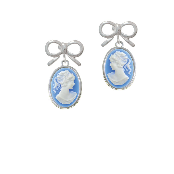 Small Blue Oval Cameo Crystal Clip On Earrings Image 9