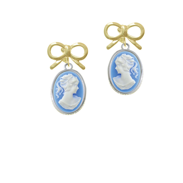 Small Blue Oval Cameo Crystal Clip On Earrings Image 10