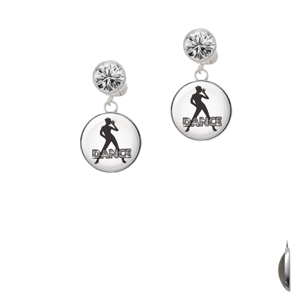 Domed Jazz Girl with Hat Crystal Clip On Earrings Image 1