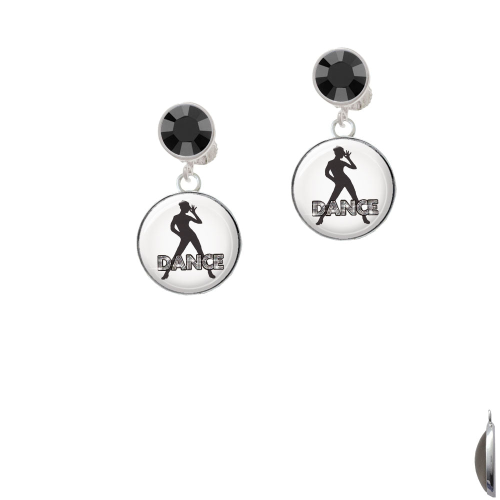 Domed Jazz Girl with Hat Crystal Clip On Earrings Image 3