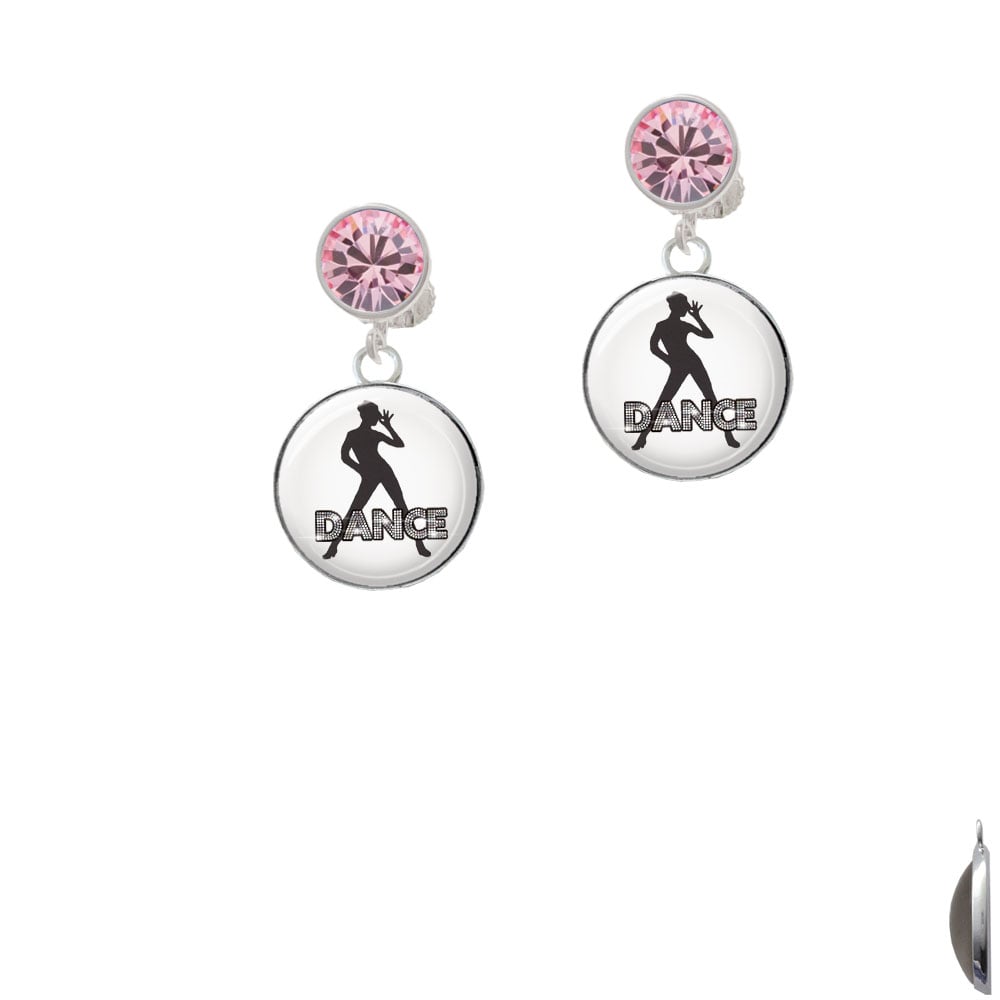 Domed Jazz Girl with Hat Crystal Clip On Earrings Image 4