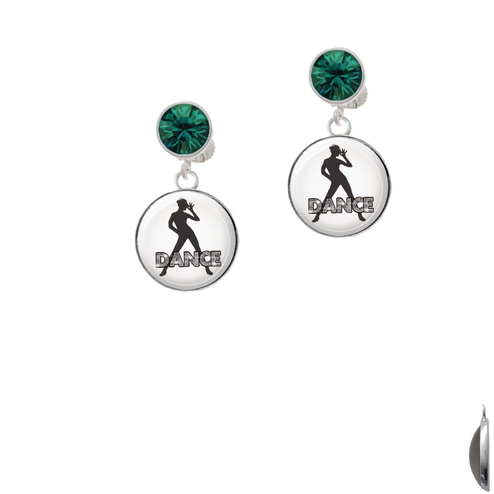 Domed Jazz Girl with Hat Crystal Clip On Earrings Image 1