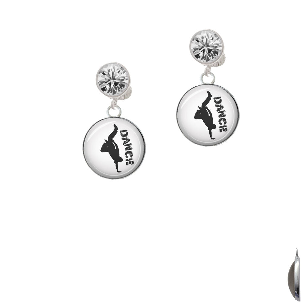 Domed Hip Hop Handstand Dance Crystal Clip On Earrings Image 2