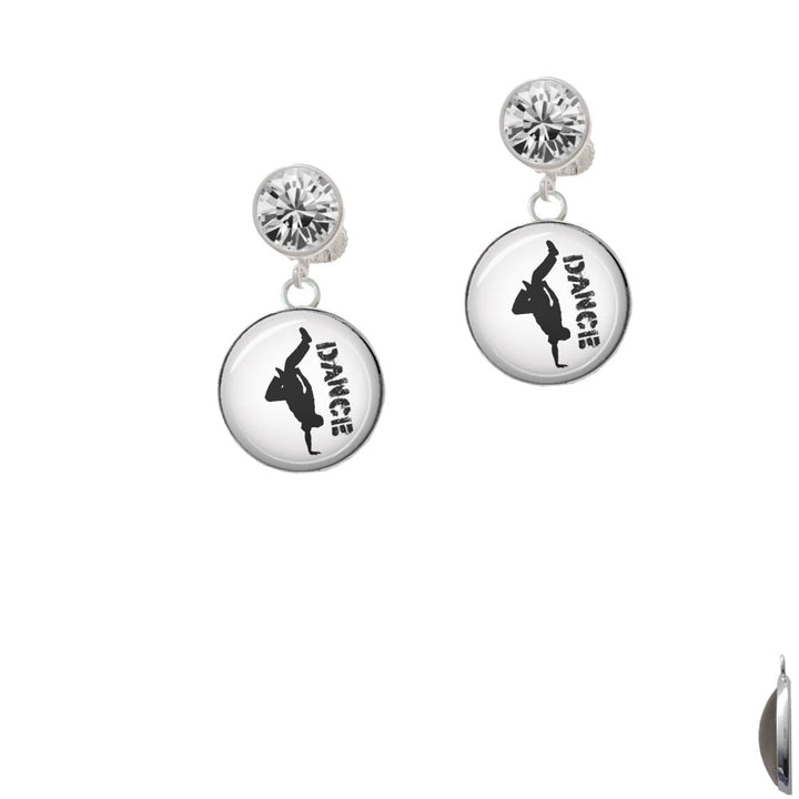 Domed Hip Hop Handstand Dance Crystal Clip On Earrings Image 1