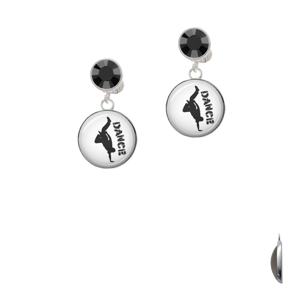 Domed Hip Hop Handstand Dance Crystal Clip On Earrings Image 3