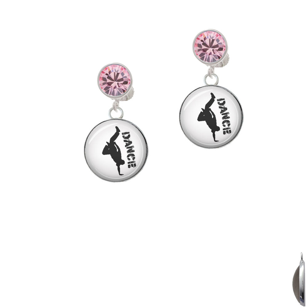 Domed Hip Hop Handstand Dance Crystal Clip On Earrings Image 4