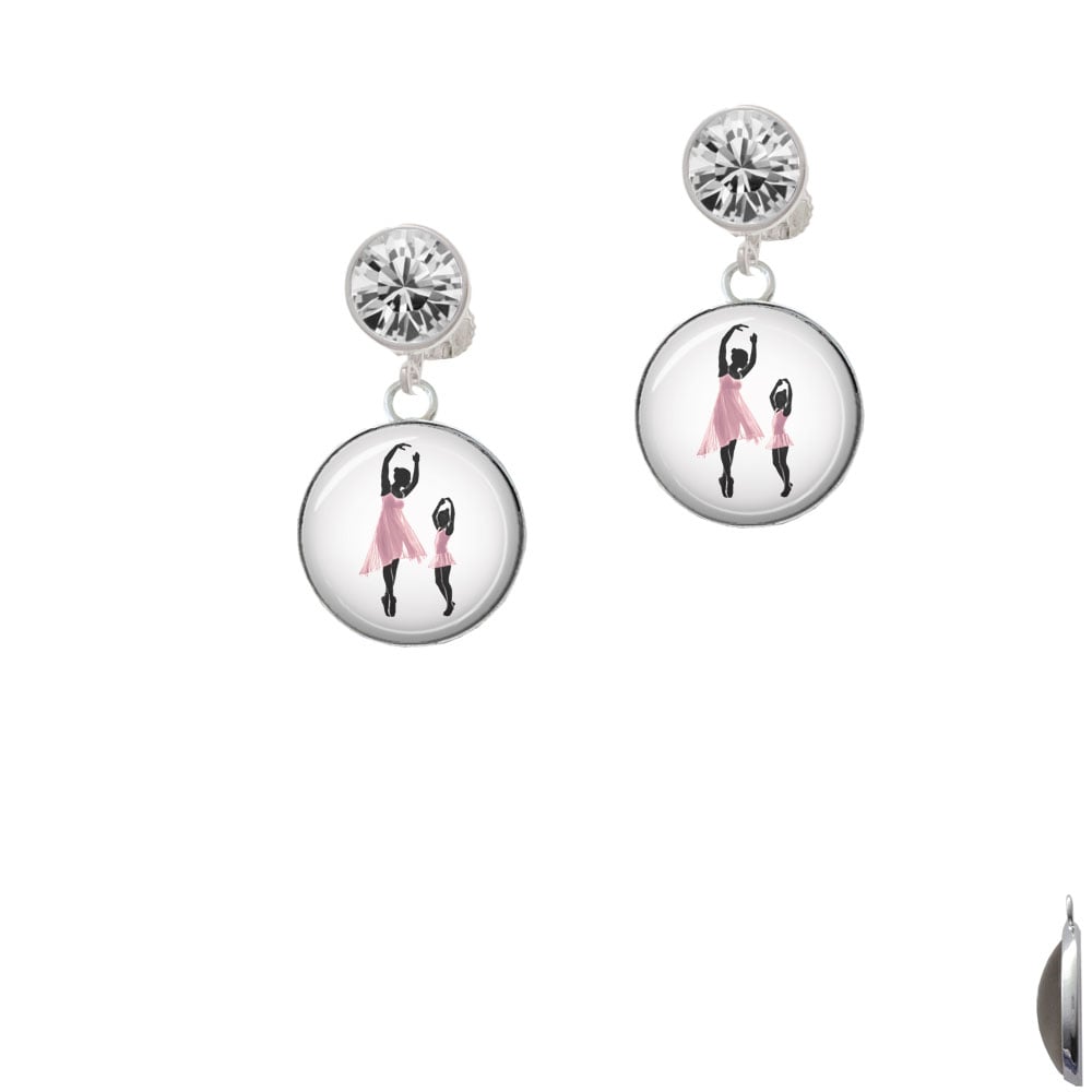 Domed Ballet Dance Instructor Crystal Clip On Earrings Image 2