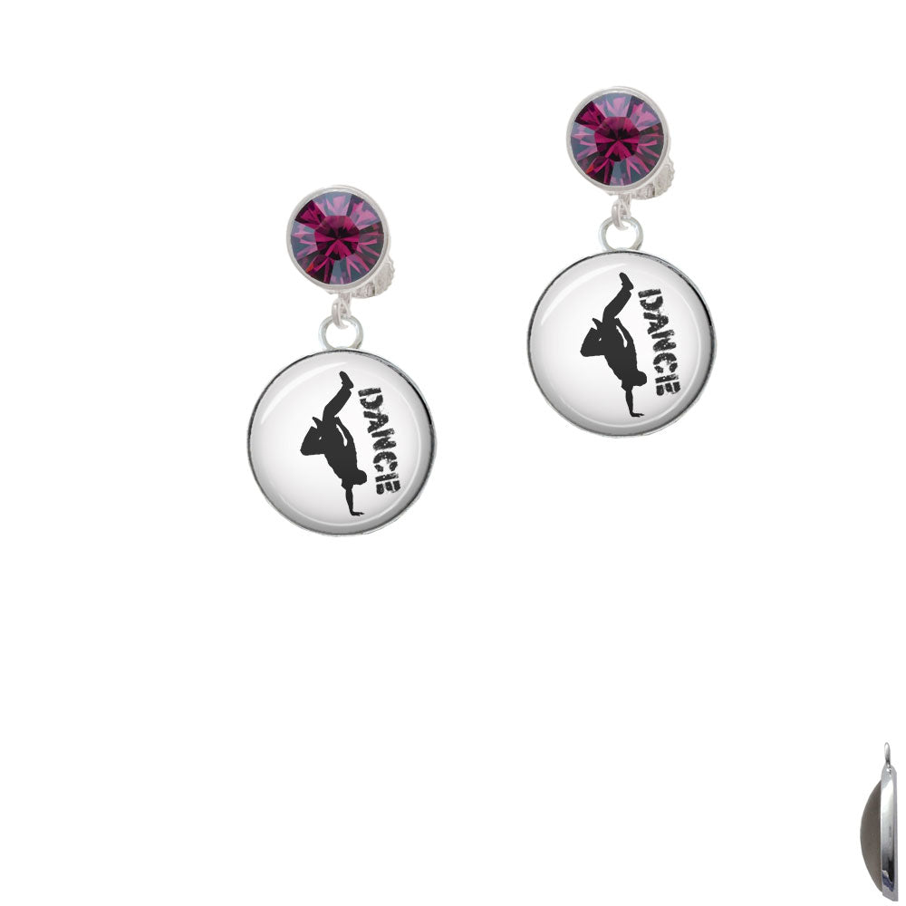 Domed Hip Hop Handstand Dance Crystal Clip On Earrings Image 8