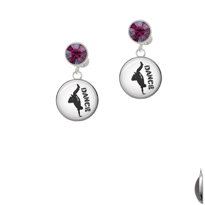 Domed Hip Hop Handstand Dance Crystal Clip On Earrings Image 8