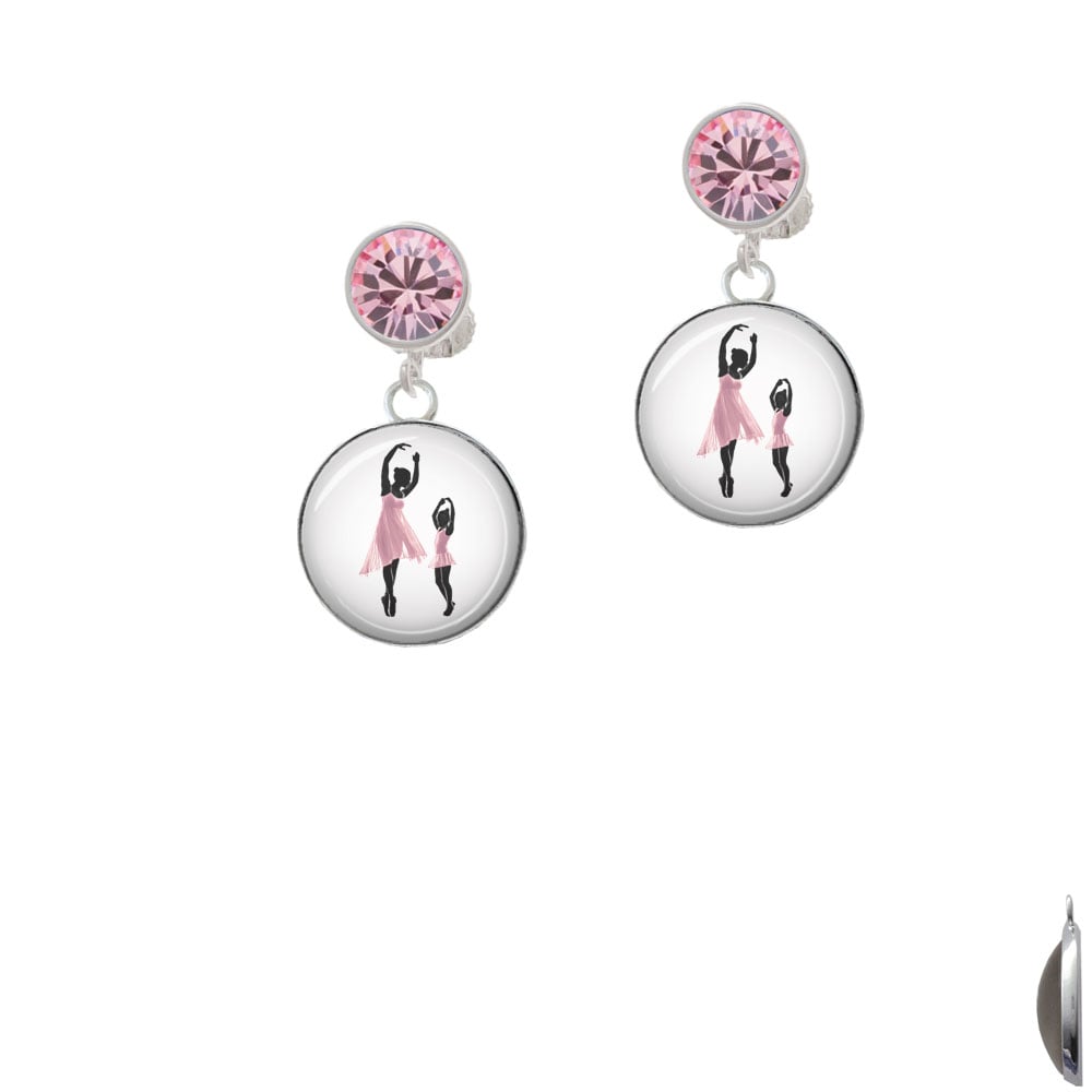 Domed Ballet Dance Instructor Crystal Clip On Earrings Image 4