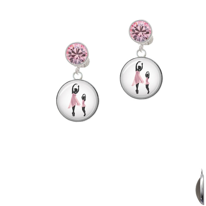 Domed Ballet Dance Instructor Crystal Clip On Earrings Image 4