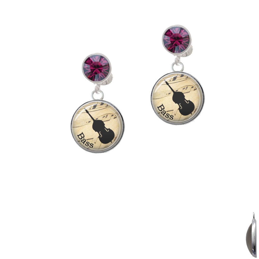 Domed Music - Bass Crystal Clip On Earrings Image 1