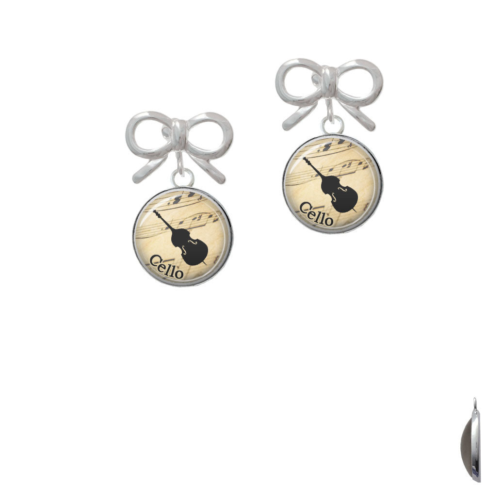 Domed Music - Cello Crystal Clip On Earrings Image 9